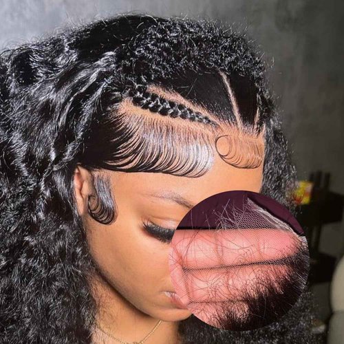 AUROO 9x6 PartingMax SKINLIKE Real HD Water Wave Closure Only, 12A 0.09mm Ultra-thin Invisible Wet n Wavy Curly Swiss HD Lace Closure Pre Plucked Single Knot 100% Virgin Hair #Natural Black 14 Inch