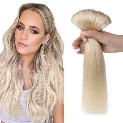 Clip in Hair Extensions, 18 inch Ash Blonde to Golden Blonde and Platinum Blonde Hair Extensions Clip in Human Hair Lashey Hair Extension Real Human Hair 120g 7pcs