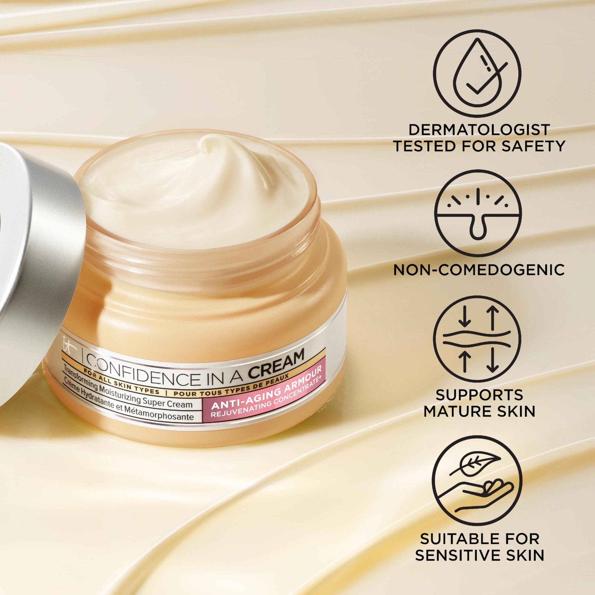 IT Cosmetics Confidence in a Cream Jumbo - Hydrating & Anti Aging Face Moisturizer, Visibly Reduces Fine Lines & Wrinkles, Up To 48H Hydration, Repairs Skin Barrier, Squalane & Ceramides - 4 fl oz