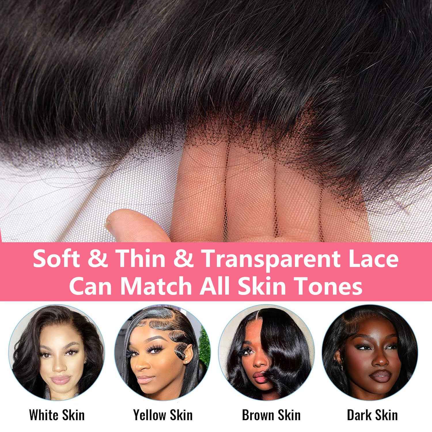 13x4 Lace Frontal Closure Body Wave Human Hair Ear to Ear HD Lace Frontal Closure Free Part Brazilian Body Wave Hair Extensions 150% Density Human Hair Pre Plucked with Baby Hair 18Inch