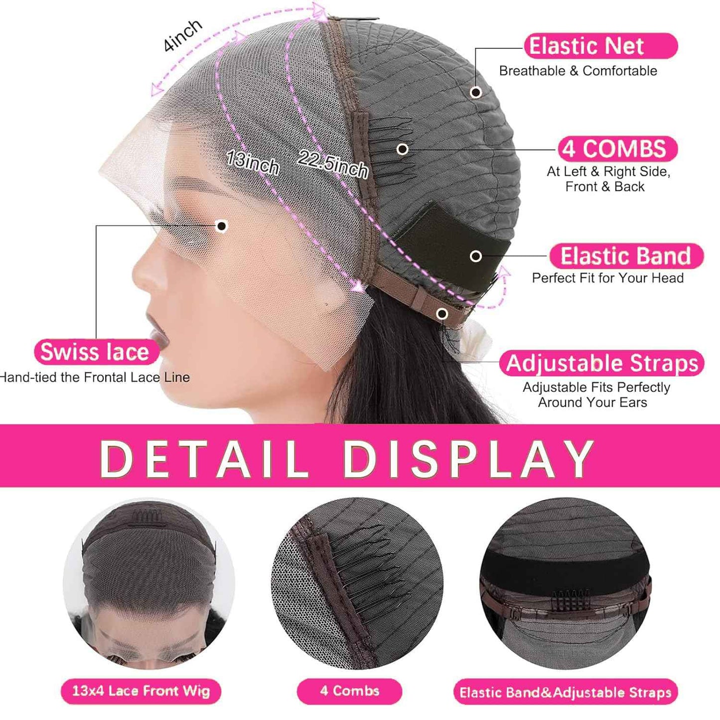 250 Density HD Lace Front Wigs Human Hair Loose Wave 13x4 Lace Front Wigs Human Hair Glueless Transparent Bouncy Body Wave Lace Frontal Wigs For Black Women Pre Plucked with Baby Hair 24 Inch