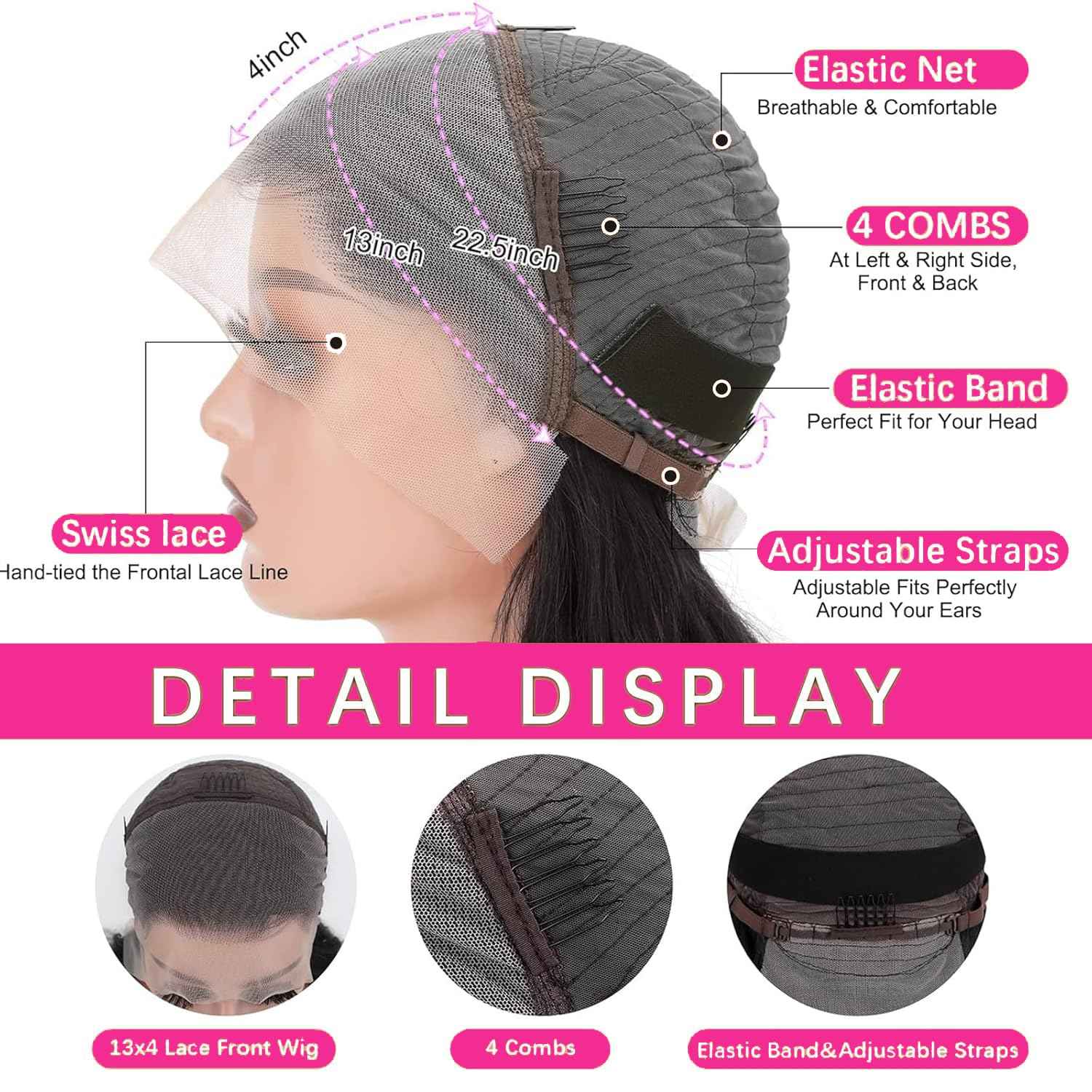 250 Density HD Lace Front Wigs Human Hair Loose Wave 13x4 Lace Front Wigs Human Hair Glueless Transparent Bouncy Body Wave Lace Frontal Wigs For Black Women Pre Plucked with Baby Hair 24 Inch