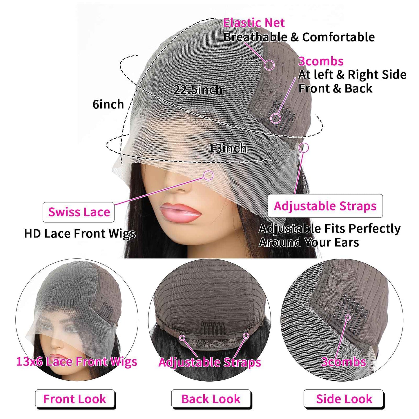 26 Inch Deep Wave Lace Front Wigs Human Hair 250 Density 13x6 HD Lace Frontal Wigs Human Hair Pre Plucked Deep Curly Glueless Wigs for Women