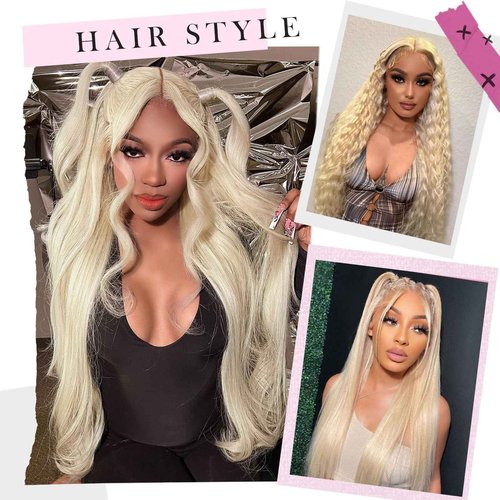 BOTNNS 28 Inch 613 13x6 Lace Front Wig Human Hair 200 Density Blonde Wig Human Hair 613 Body Wave Blonde HD Lace Front Wigs Human Hair Pre Plucked 613 Lace Frontal Wigs
