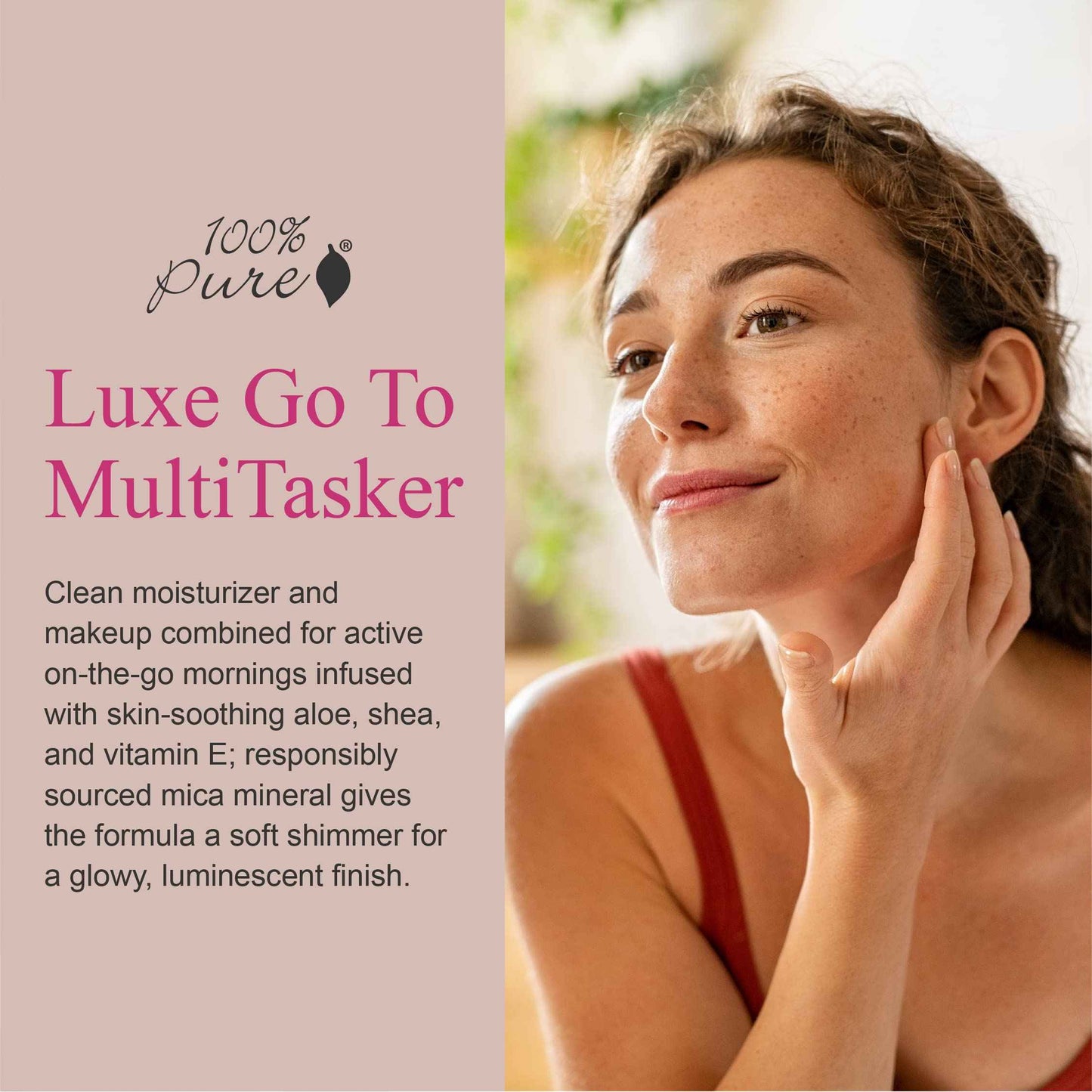 100% PURE BB Cream Shade 10 Luminous Full Face Coverage Skin Care & Glow - All-In-One Primer Concealer & Foundation Makeup - Shimmery, Dewy Youth Light Color w/Warm Undertone - Vegan - 1 Fl Oz