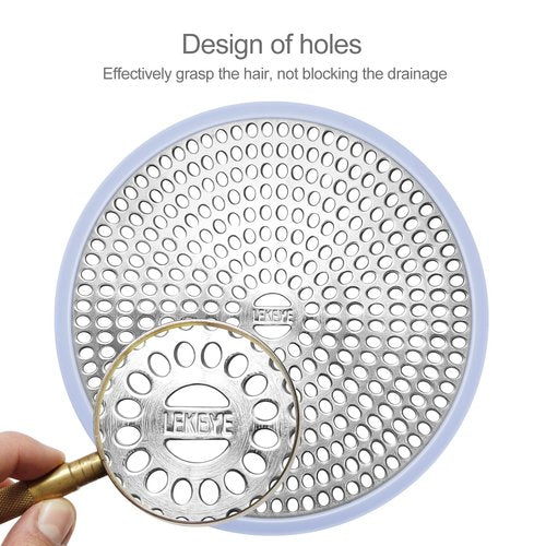 LEKEYE Shower Drain Hair Catcher | Strainer | Shower Stall Drain Cover | Bathroom Drain Protector Stainless Steel and Silicone(Light Blue)