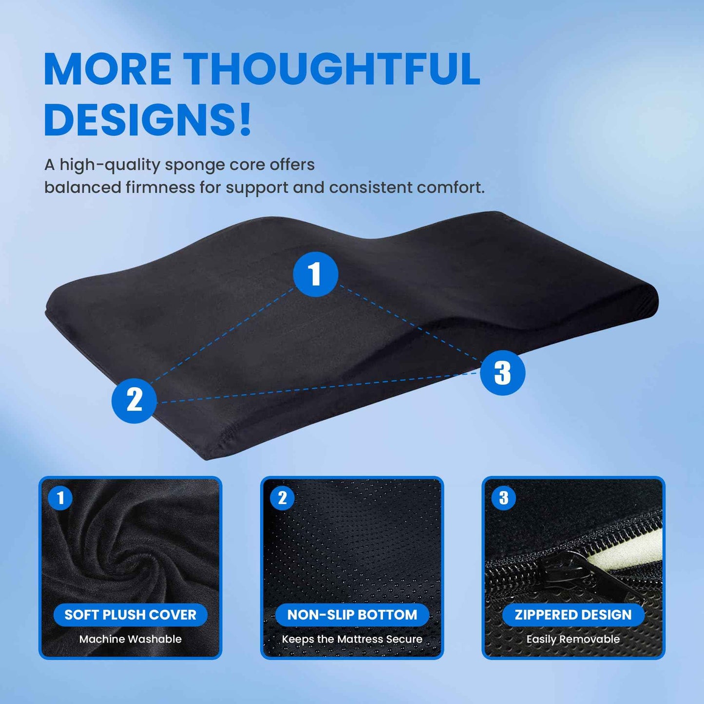 Lash Bed Foam Topper, Massage Table High-Density Foam Mattress, Ergonomic Curved Lash Bed Topper Cushion for Beauty Salon