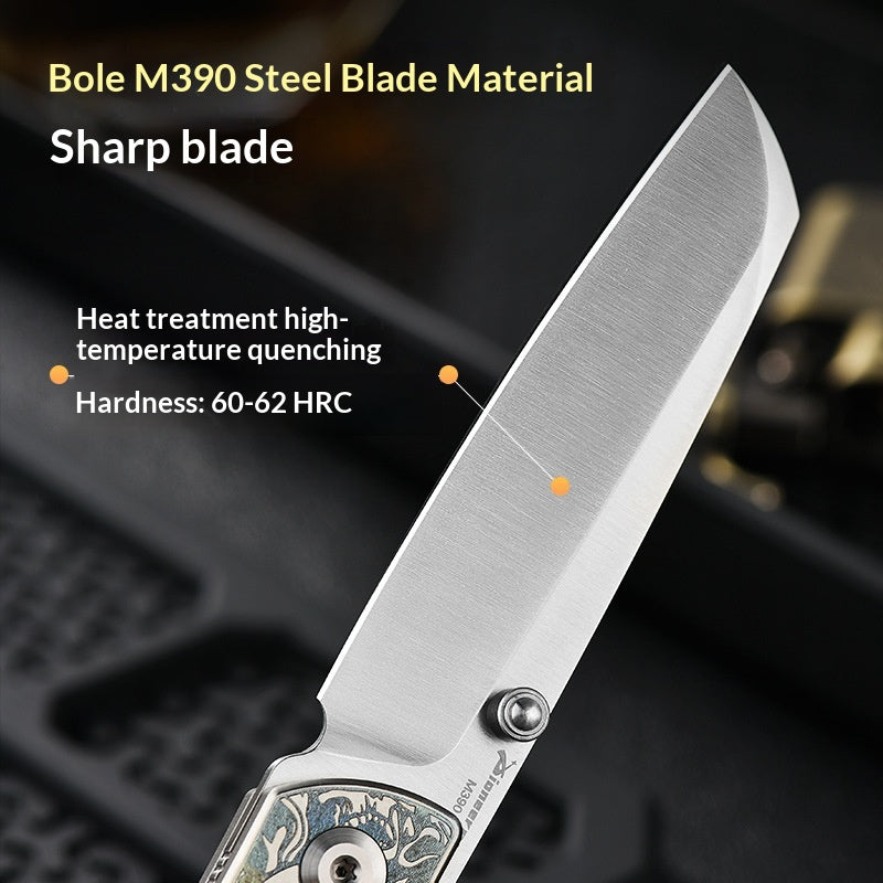 Multi-functional Folding Survival Knife with Titanium Alloy Blade - High Hardness, Portable, Outdoor Use