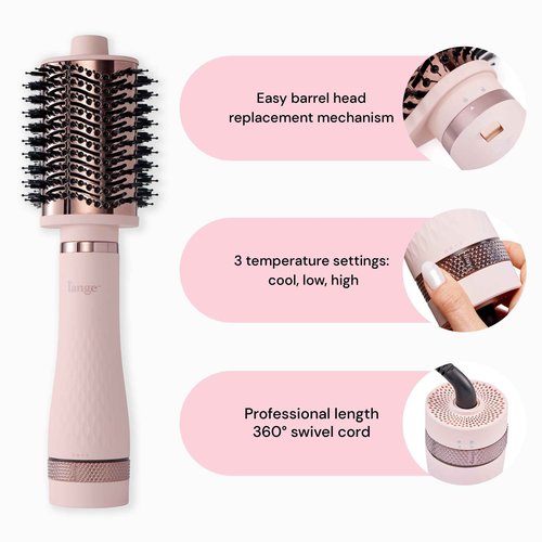 L'ANGE HAIR Multi-Volume Series Blow Dryer Brush | Interchangeable Hair Dryer Brush with Ionic Titanium Barrel for Smooth, Voluminous Styling | Blush - Oval 75mm