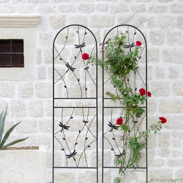 Metal Garden Trellis - 71" x 19.7" Rustproof Plant Support - Black