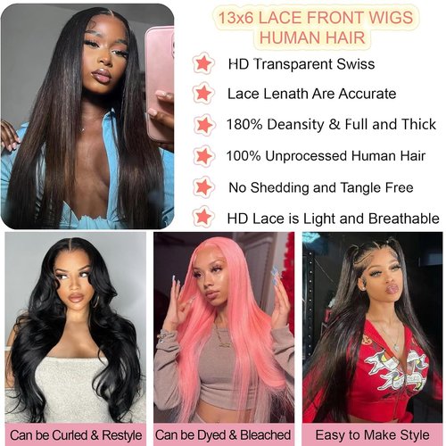 Usexy 30 Inch13x6 Lace Front Wigs Human Hair Pre Plucked 180% Density Straight HD Transparent Glueless Wigs Human Hair 13x6 Straight Lace Frontal Wigs Human Hair Wigs for Women With Baby Hair