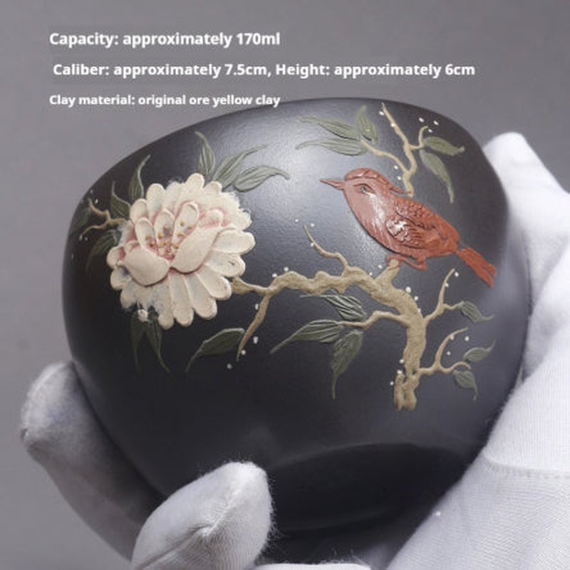 Peony Tea Cup Bowl - 170ml Ceramic Gongfu Style Tea Cup