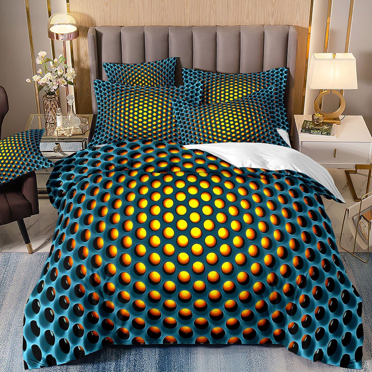 Digital Printed Geometric Duvet Cover Set - Light Gray Nordic Bedding