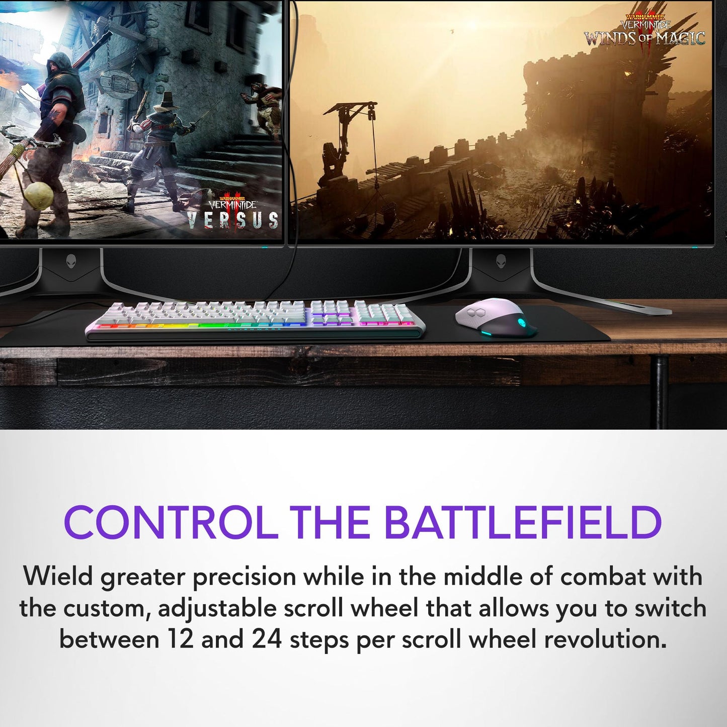 Alienware Wired/Wireless Gaming Mouse AW610M - 16000 DPI, Optical Sensor, Ambidextrous, 7 Buttons, 3-ZONE 16.8m AlienFX RGB Lighting, Edge-Free Design, Ergonomic - Lunar Light