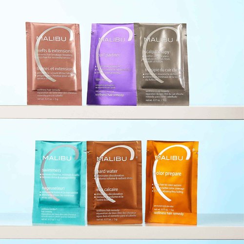 Malibu C Wefts & Extensions Wellness Hair Remedy (12 Packets) - Removes Build Up + Prevents Hair Breakage - Prepares Natural Hair for Hair Extension Application