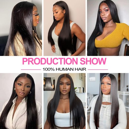 fphko 12A Human Hair Bundles Straight 4 Bundles 100% Unprocessed Brazilian Virgin Hair Double Weft Bundles Deals Human Hair Straight Human Hair Extensions Natural Color (4 Bundles, 22222222)