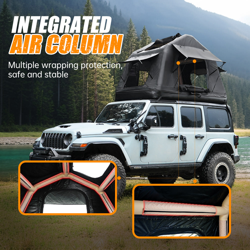 Amphibious Inflatable Car Roof Tent for 2-3 People - Black