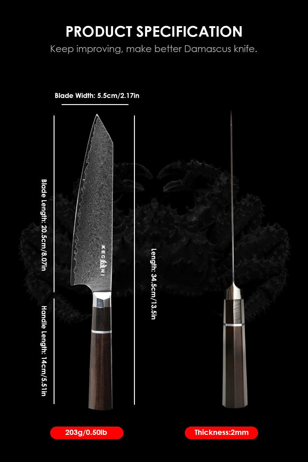Japanese Kiritsuke Chef Knife - 67 Layers VG-10 Damascus Steel