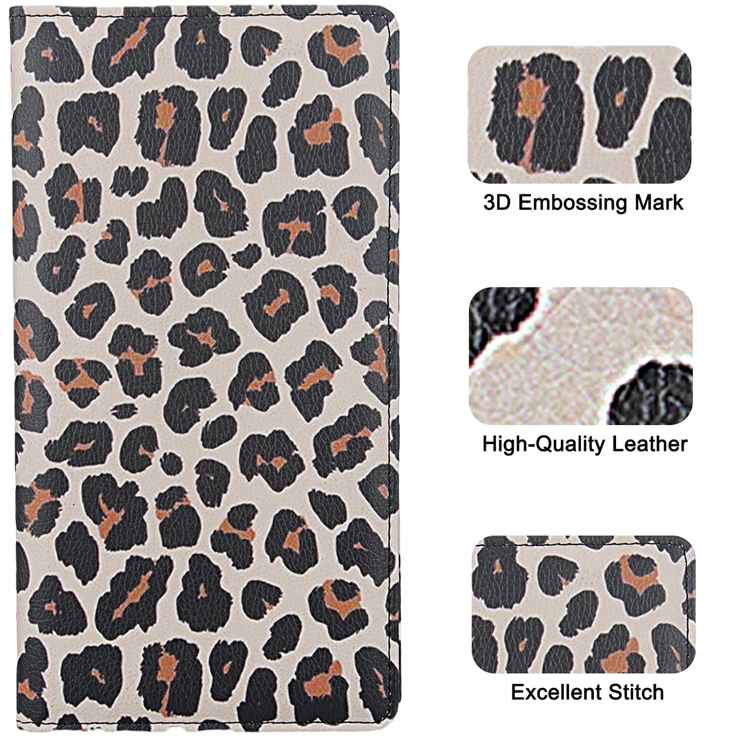 LumiMokki Premium Car Registration & Insurance Card Holder with Magnetic Shut, Vehicle Glove Box Car Organizer - For Documents, Cards, License (Leopard A)