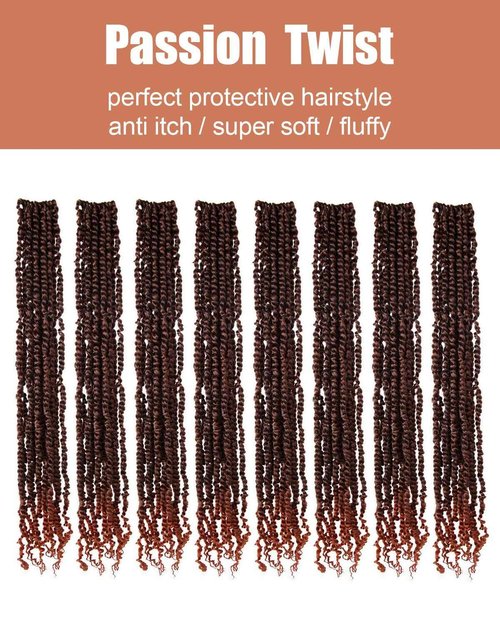 KAVSORAPI Passion Twist Hair,30 Inch Passion Twist Braiding Hair,Long Pre Looped Crochet Twist Jumbo Pre-twisted Two Strand Braids 8 Packs (T350/Ombre Ginger Red)