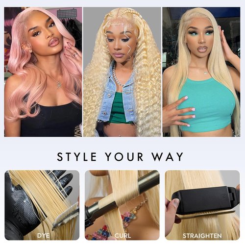 613 Bundles Human Hair 16 16 16 Inch Blonde Body Wave Bundles 100% Unprocessed 16A Brazilian Virgin Hair 3 Bundles Human Hair Body Wave Hair Extensions for Women can be Dyed Bleached