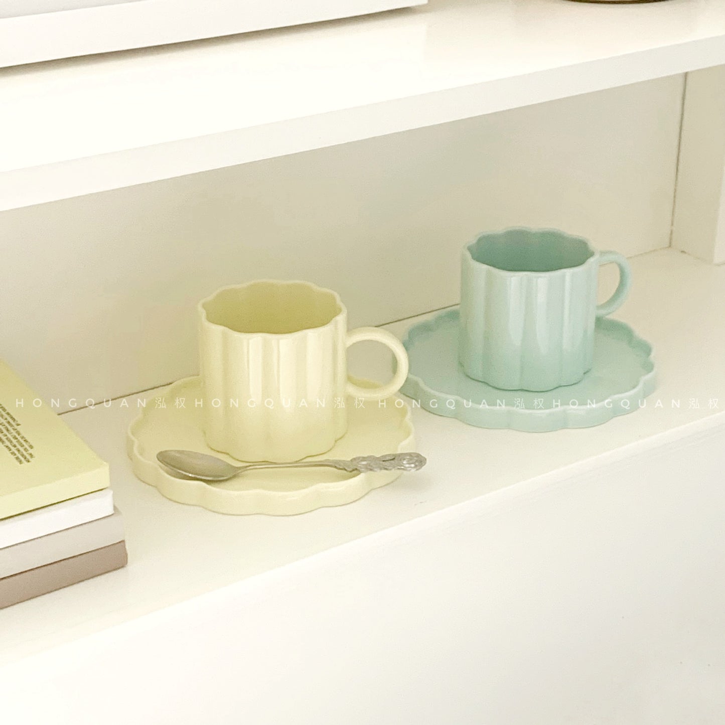 Macaron Color Series Ceramic Cup and Dish Set - Kitchen Decor