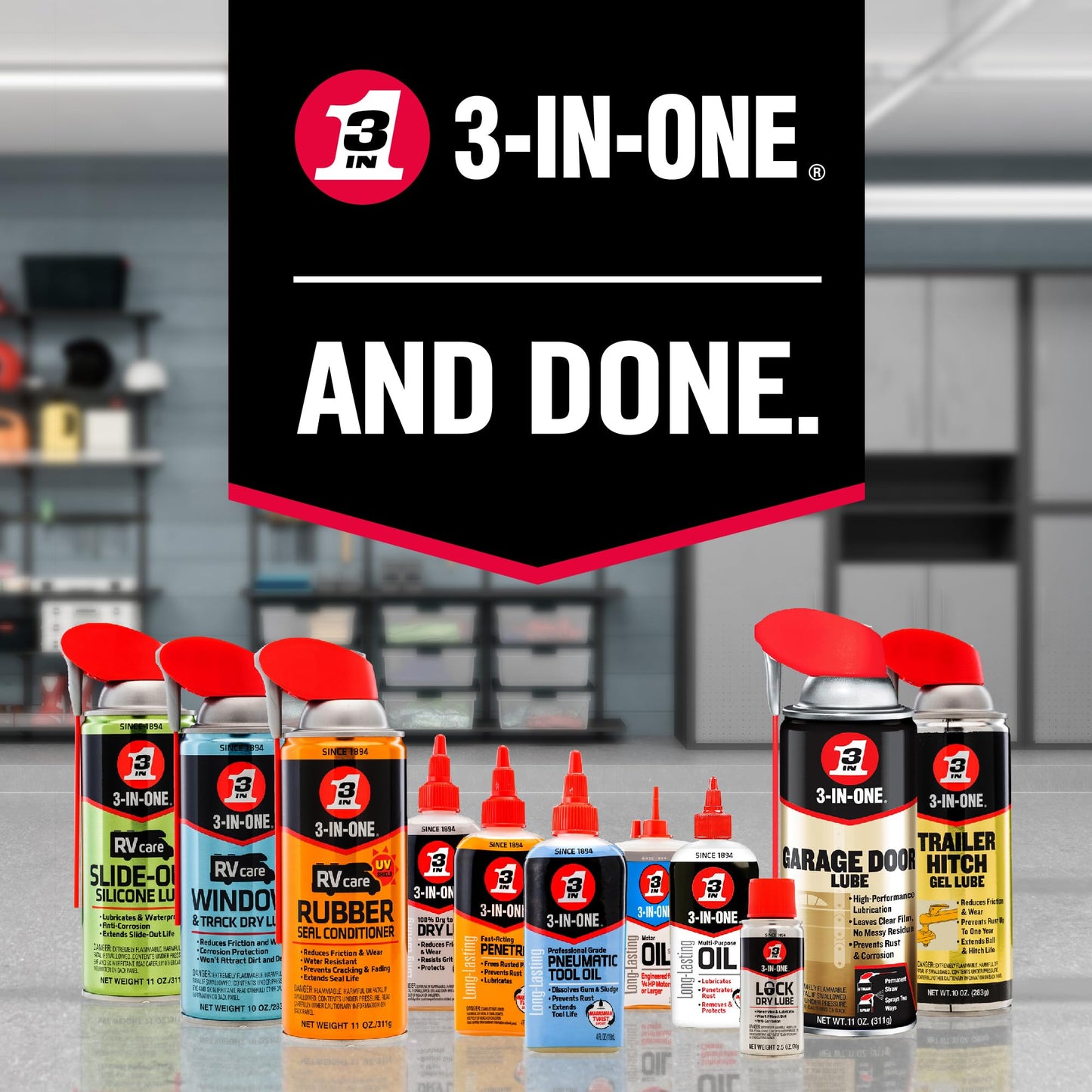 3-IN-ONE RV Care Trio Pack Includes Slide Out Lube 11 oz, Window & Track Lube 10 oz and Rubber Seal Conditioner 11oz.