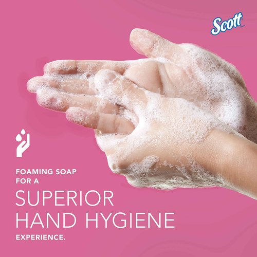 Scott Professional Foam Hand Soap with Moisturizers (11280), 1.5 L, Foaming, Pink, Floral Scent, Under-Counter Refills for Kimberly-Clark Professional Top Mounted Dispensers (2 Bottles)
