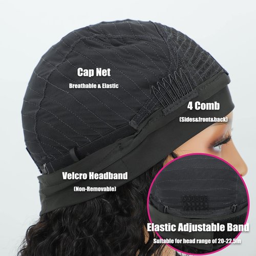 AISI QUEENS Headband Wig Human Hair For Black Women Curly Wigs Glueless Human Hair Short Curly Headband Wigs (18 Inch, Curly Headband Wigs)
