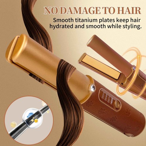 Cordless Hair Straightener, Portable Straightener 2 in 1 for Hair Straightening and Curling, Fast Heating Cordless Flat Iron, 5000mAh Hair Straightener Travel, 210°C/410°F Within Seconds(Urban OL)