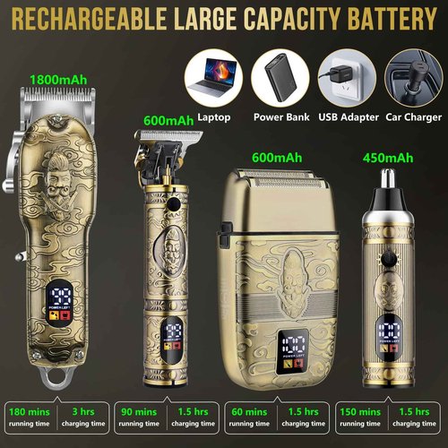 Nose Hair Beard Trimmer for Men, Cordless Professional Hair Clippers and Trimmers Set, Men's Shavers Foil Electric Razors Haircut Grooming Kit, Rechargeable Barber Clippers Set with LCD Display