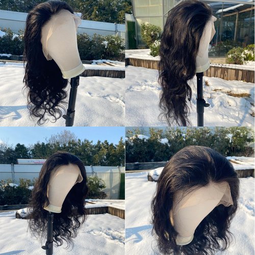 OiMiGO Natual Black Body Wave HD Lace Front Wigs Human Hair,180% Density Pre Plucked 13x6 Transparent Bleached Knots Wigs Brazilian Human Hair Lace Frontal Wigs Human Hair for Women (20Inch)