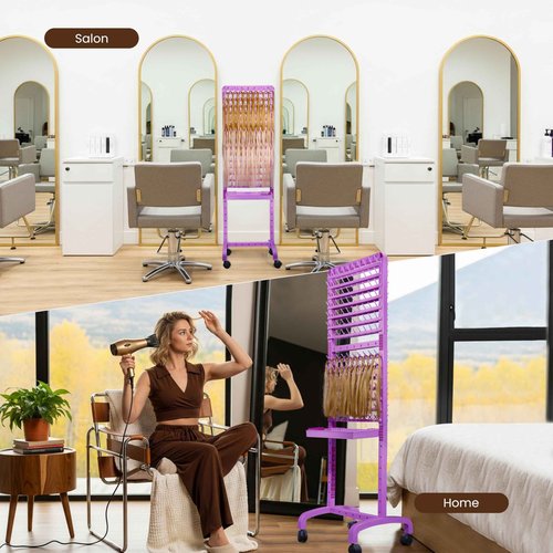 Sunnacate Braiding Hair Rack 280 Pegs with Tray and Braid Tools, Mobile Braid Rack with Wheels, Height Adjustable, Standing Braider Rack Stand Separator Hair Extension Holder Hanger for Salon Home