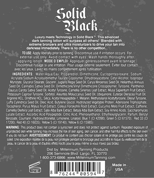 Millennium Tanning Solid Black 100X Indoor Tanning Lotion for Tanning Beds,13.5 Fluid Ounces, 3-pack