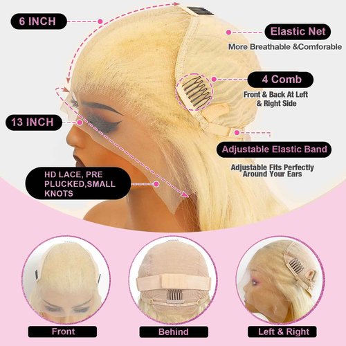 Shciyair 613 13x6 Lace Front Wig Human Hair 28 Inch 200 Density Blonde Wig Human Hair 613 HD Lace Frontal Wig 13x6 Blonde Body Wave Lace Front Wigs Human Hair Pre Plucked Glueless Wigs for Women