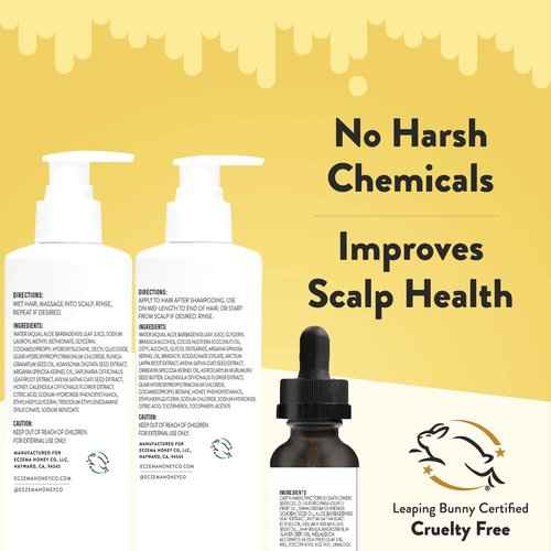 ECZEMA HONEY Scalp Kit - Natural Anti Dandruff Shampoo, Conditioner, & Scalp Oil for Flakes - Argan Oil & Tea Tree Oil for Hair - Eczema Treatment Helps Psoriasis, Seborrheic Dermatitis, & More