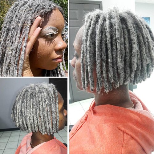 Loc Extensions Human Hair 100% Black and Gray 0.2cm 10inch 30 strands Salt and Pepper Grey & Black Handmade Dreadlock Extensions
