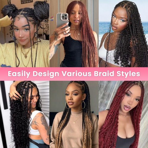 WOWANGEL Human Braiding Hair For Boho Braids 100g,100% Unprocessed Brazilian Virgin Hair, 12A Deep Wave Knotless Bohemian Bundles, Curly Hair Extensions,2 Bundles,Natural Black(1B),24 Inch