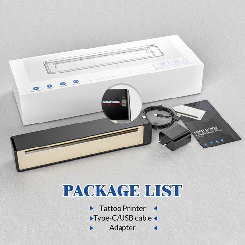 Padieoe Tattoo Stencil Printer, Tattoo Thermal Machine Wireless Bluetooth Stencil Printer with 2500mAh Battery for Tattooist