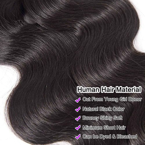 12A Brazilian Body Wave Human Hair 3 Bundles 18 20 22 Inch 100% Unprocessed Brazilian Virgin Human Hair Weave Bundles Body Wave Hair Extensions Natural Color