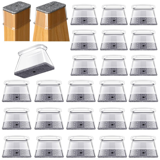 32 Pcs Rectangle Chair Leg Protectors for Hardwood Floors - Silicone Felt Furniture Pads, Scratch/Noise Reducing Covers, X-Large(Fit Perimeter 6" to 8")