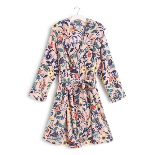 Vera Bradley Plush Fleece Robe (Extended Size Range), Paradise Coral, Small - Medium