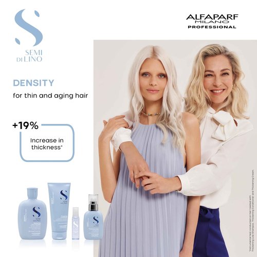 Alfaparf Milano Semi di Lino Density Thickening Leave-In Treatment for Thin Hair - Thermal Protection - Builds Body, Plumps Hair - Volumizing Hair Product - Youthful and Thicker Hair - 6 Vials