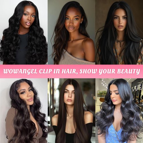 WOWANGEL Clip in Hair Extensions Human Hair,20" Seamless Clip Ins No Damage,7pcs 120g Remy Hair Reusable for Daily Styling,Weddings,Events,Dark Brown(2#)