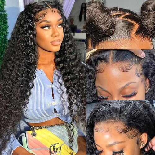 CITY GIRL Deep Wave Lace Front Wigs Human Hair Pre Plucked 13x4 Hd Transparent Lace Frontal Deep Curly Wet And Wavy Human Hair Wig For Women 200 Density 26 Inch