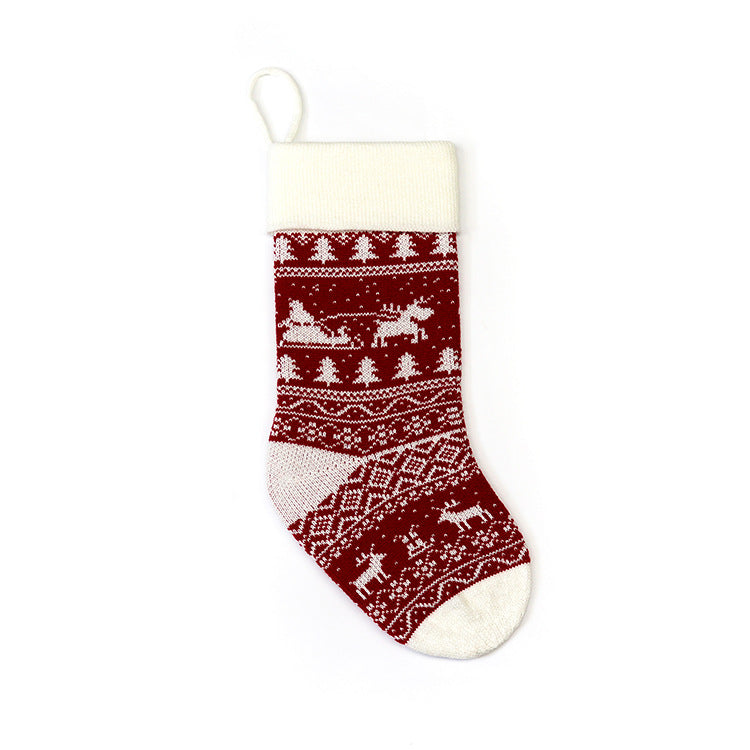 Christmas Gift Bag with Jacquard Yarn Decorative Holiday Holder