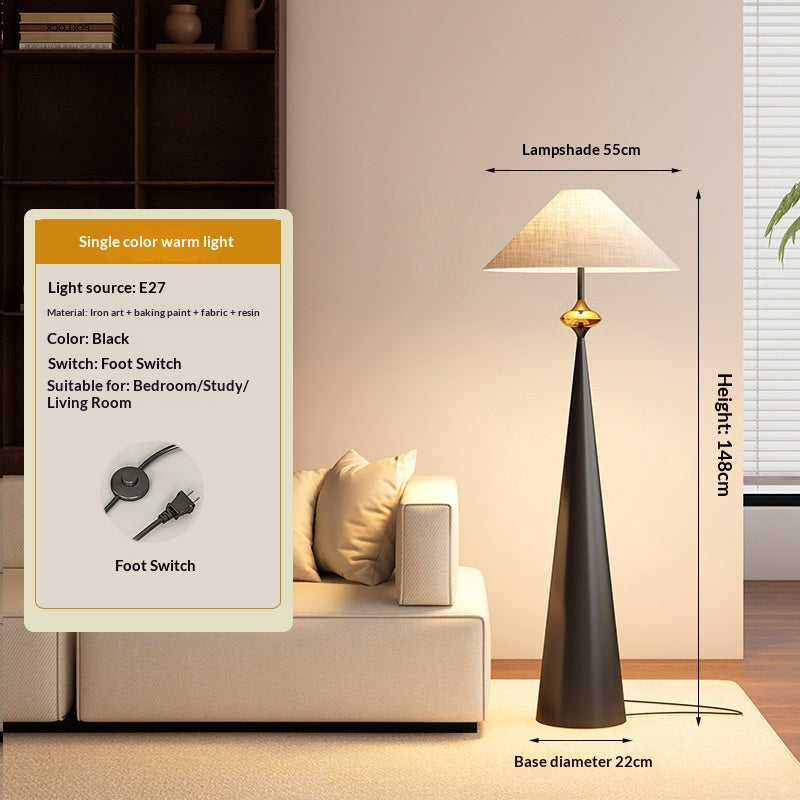 Vintage Floor Lamp for Living Room - Mid-Century Modern Style, Fabric Shade