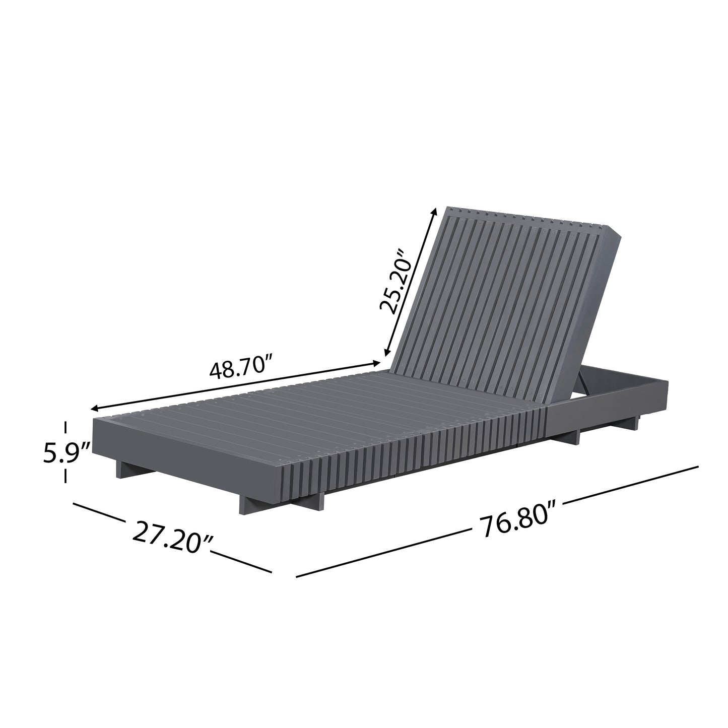 Outdoor Chaise Lounge - Dark Grey Acacia Wood with Cushion