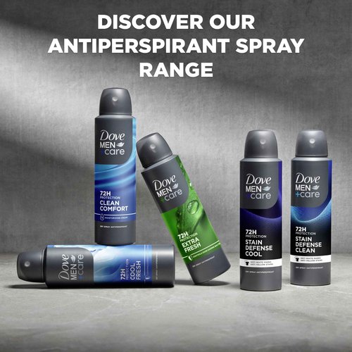 Dove Men+Care Antiperspirant Deodorant Clean Comfort, Pack of 12, Dry Spray For Men 72-hour Sweat and Odor Protection with Triple Defense Technology 3.8 oz