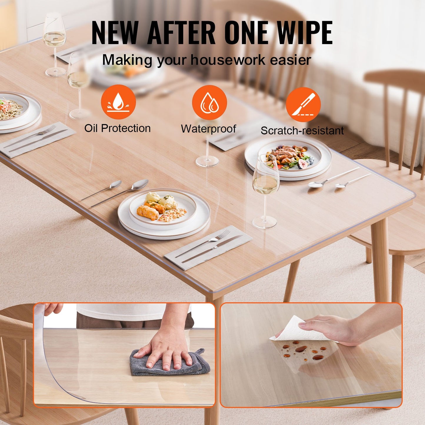 Clear PVC Table Protector 40x60 Inch - 2.0mm Thick